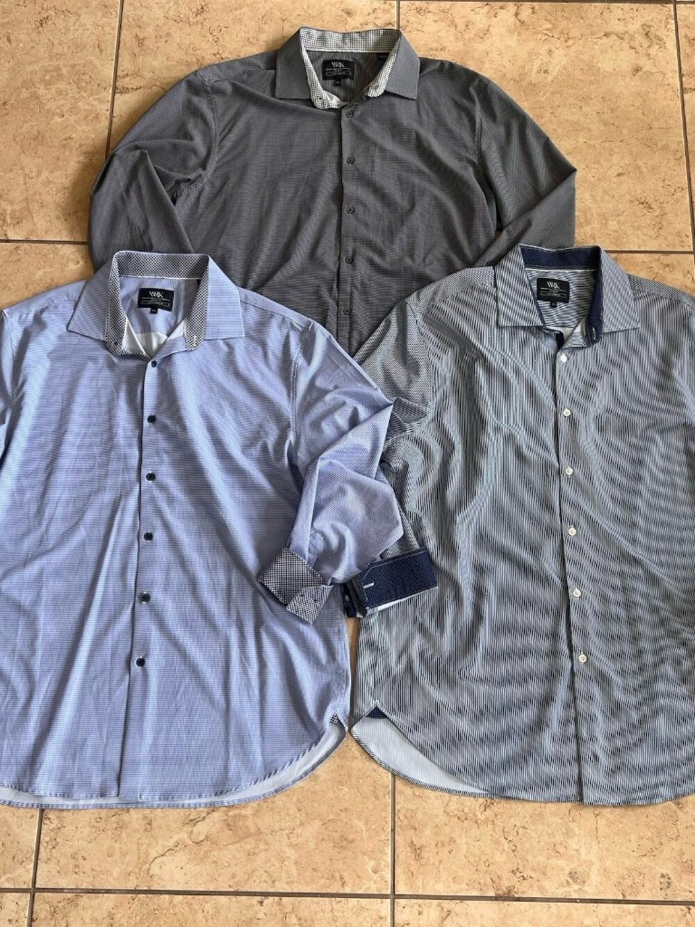 Lot of 3 WRK Shirts Mens 17 1/2 4-Way Stretch Performance Fitted Coordinate Cuff